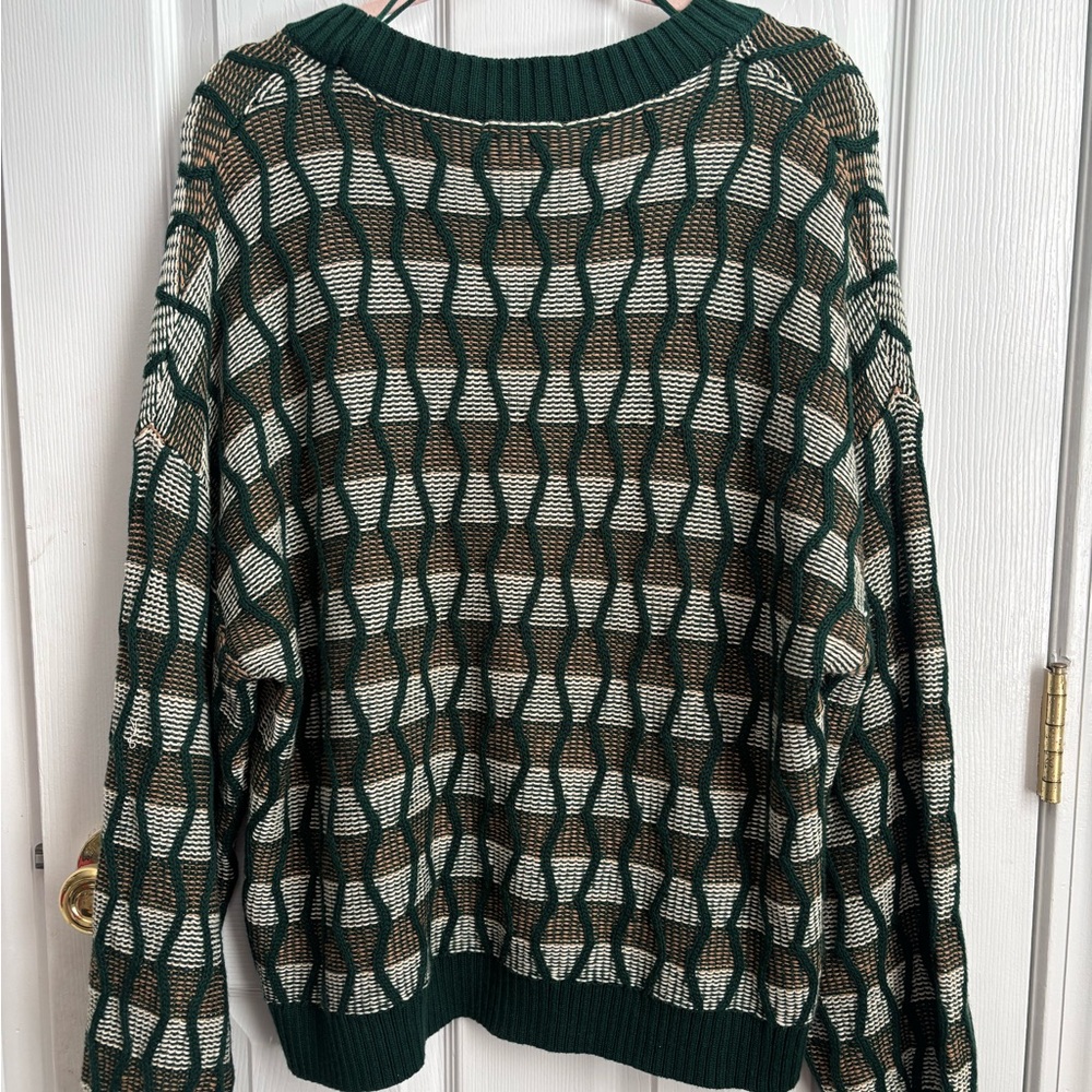 Oversized green and yellow knit 90s sweater vibes - Picture 2 of 3